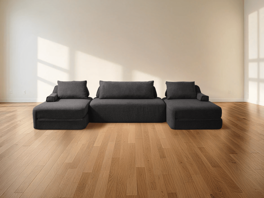 Cushie 4 Seater U Shaped Sectional Sleeper Sofa w/ Double Chaise