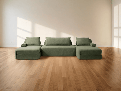 Cushie 4 Seater U Shaped Sectional Sleeper Sofa w/ Double Chaise